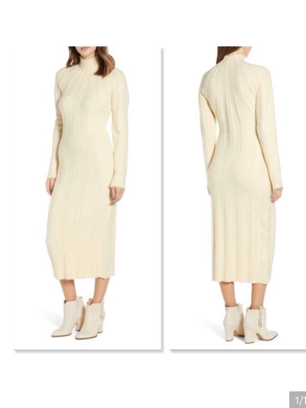 4SI3NNA Wide Rib Midi Sweater Dress in dark green